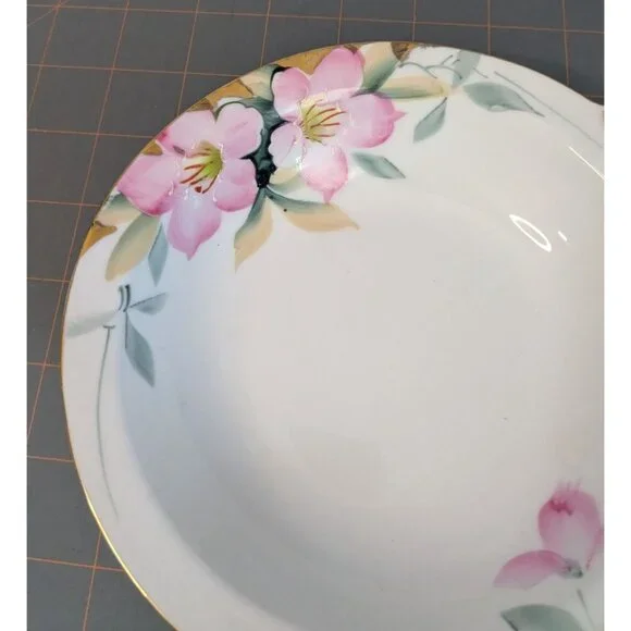 Noritake Azalea Bon Bon Dish 6.5" Floral Design Gold Handle Morimura mark - Picture 6 of 13